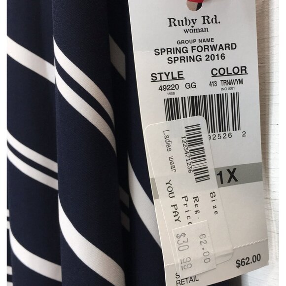 Ruby Rd Asymmetrical Striped Skirt Navy White Nautical NEW Women 1X - Picture 7 of 8
